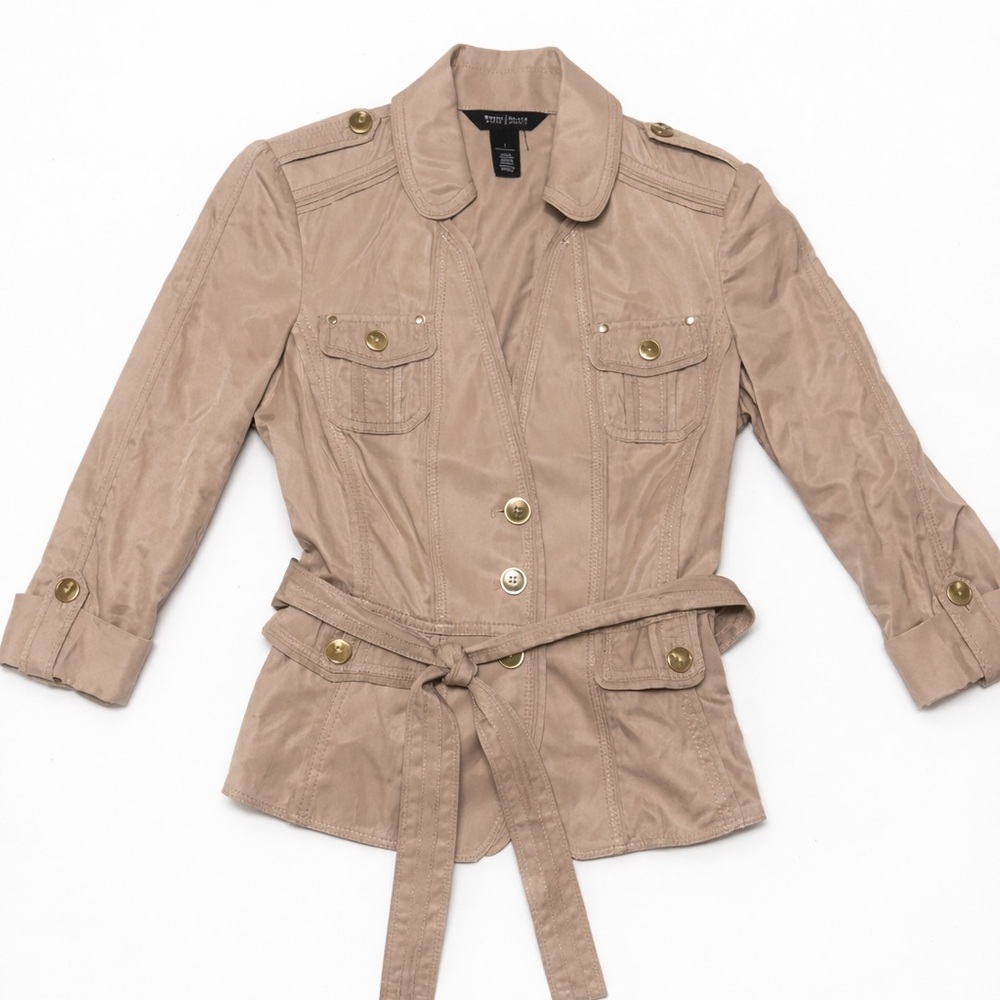 White House Black market beige belted utility jacket-NWOT (inspo pic included)